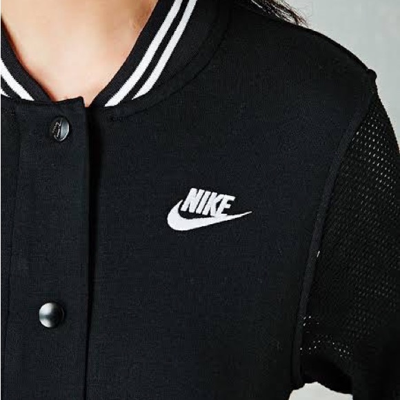 Nike ➰ ladies black varsity cut out full length sleeve buttoned zip up jacket XS - Picture 7 of 9